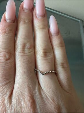 Pandora sterling silver wishbone stackable ring size 52